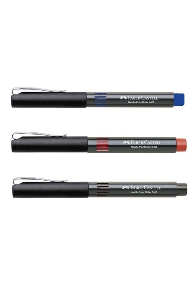 Faber-castell Needle Point Roller 3 Renk (kırmızı, Mavi, Siyah) Iğne Uçlu 0,5
