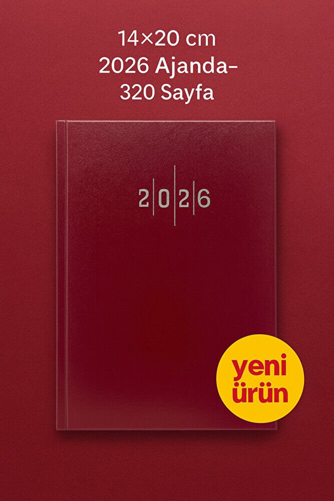 Cilt Bezli Bordo Ajanda 14×20 cm – 320 Sayfa, Günlük Planlayıcı, Ofis & Okul Kullanımı