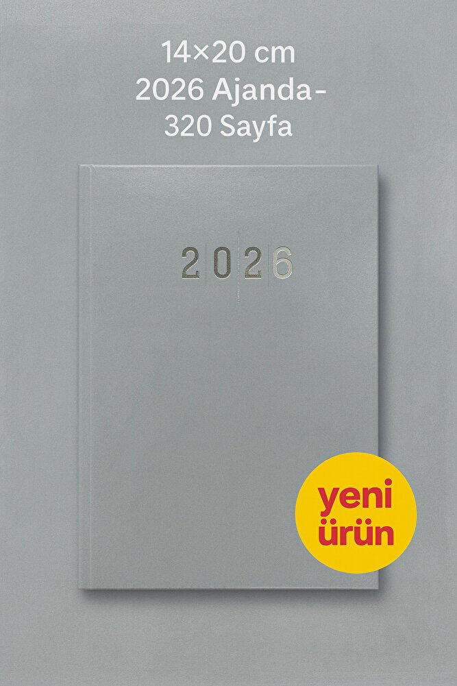 Cilt Bezli Gri Ajanda 14×20 cm – 320 Sayfa, Günlük Planlayıcı, Ofis & Okul Kullanımı