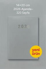 Cilt Bezli Gri Ajanda 14×20 cm – 320 Sayfa, Günlük Planlayıcı, Ofis & Okul Kullanımı