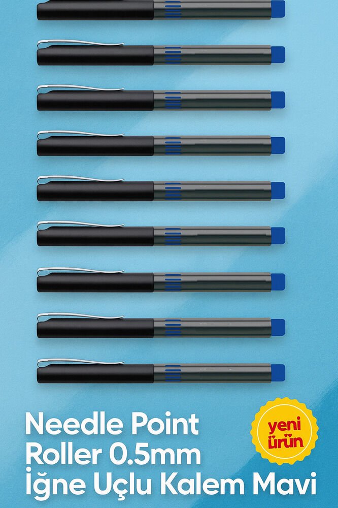 İğne Uçlu Roller Kalem 0.5 mm Mavi 9'lu Ekonomik Paket