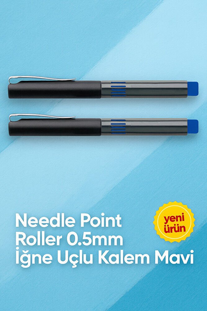 İğne Uçlu Roller Kalem 0.5 mm Mavi 2'li Ekonomik Paket