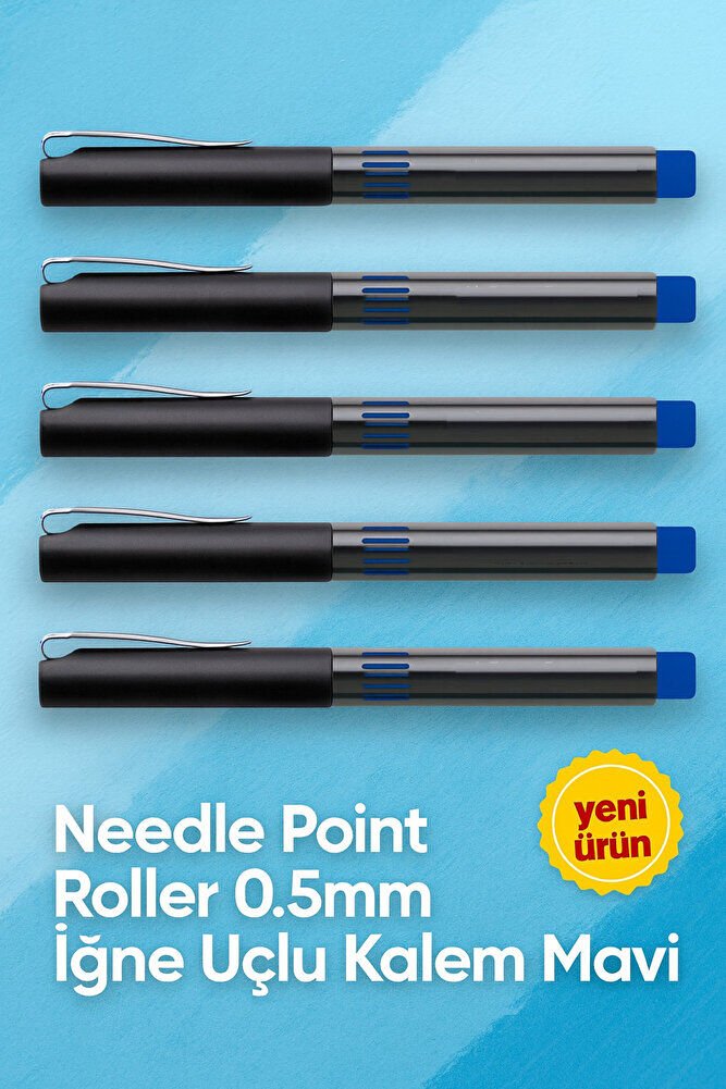 İğne Uçlu Roller Kalem 0.5 mm Mavi 5'li Ekonomik Paket