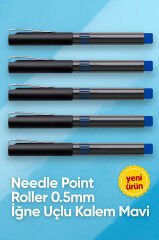 İğne Uçlu Roller Kalem 0.5 mm Mavi 5'li Ekonomik Paket