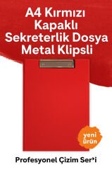 A4 Kırmızı Kapaklı Sekreterlik Dosyası Metal Klipsli