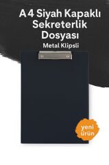 A4 Siyah Kapaklı Sekreterlik Dosyası Metal Klipsli
