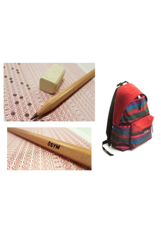 Faber-castell Okul Çantası Örgü Desenli Bordo Faber-castell Natural Ösym Kurşun Kalemi 20''li 2,5 B