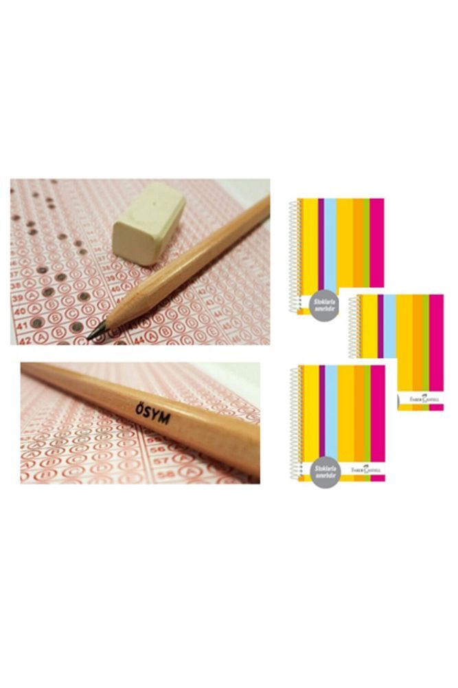 F.c Sert Kapak 3+1+1 A4 Defter 200 Yprk. 3 Adet Faber-castell Natural Ösym Kurşun Kalemi 20''li 2,5b