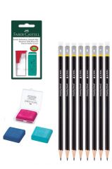 Eskiz Kalem (HB, B, 2B, 3B, 4B, 5B, 6B, 8B) ve Kalem Silgi Seti