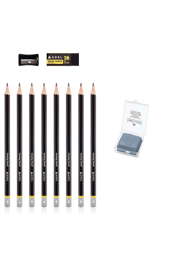 Eskiz Kalem (HB, B, 2B, 3B, 4B, 5B, 6B, 8B) ve Gri Hamur Silgi
