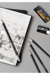 Eskiz Seti 1 ((HB-8B)+Defter Seti (A5 90 gr)+Gri Hamur Silgi)