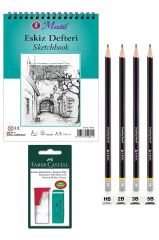 Eskiz Kalem (HB, 2B, 3B, 5B) ve Defter Seti (A5 90 gr)