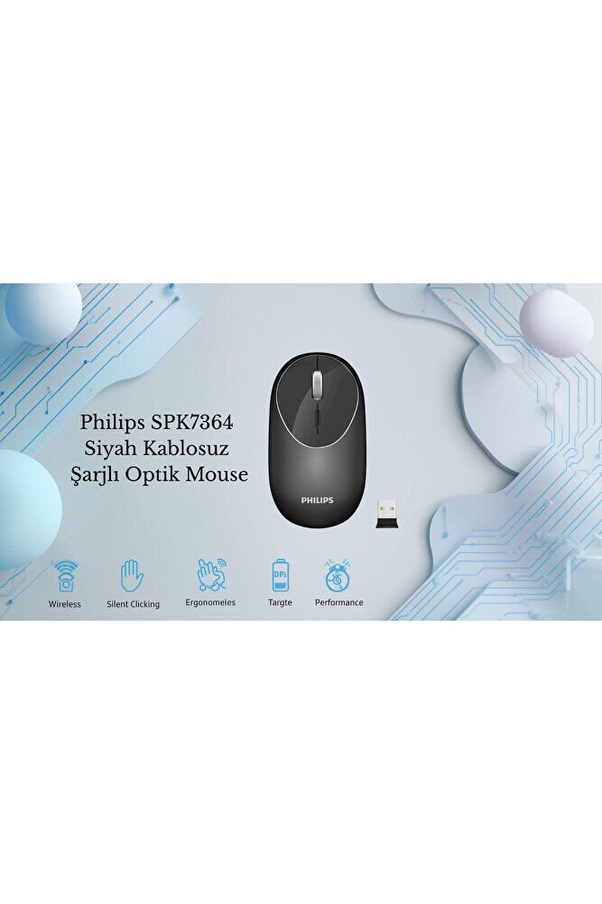 SPK7364 Siyah Kablosuz Şarjlı Optik Mouse