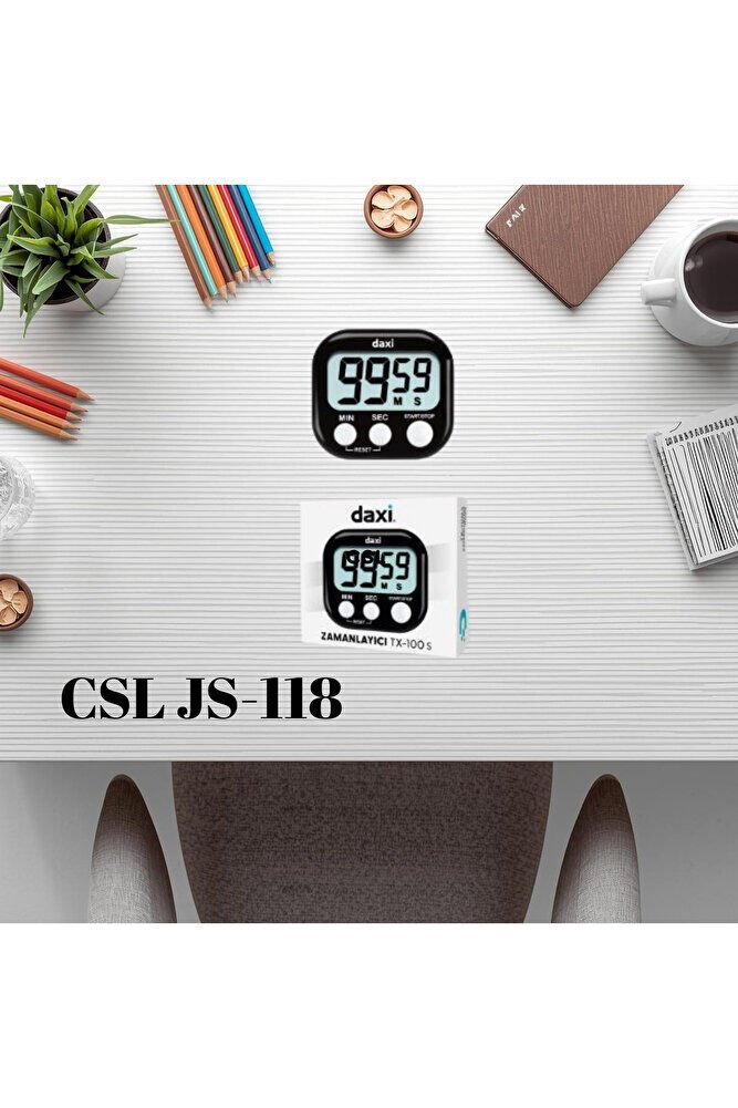 Alarmlı Dijital Zamanlayıcı Kronometre (Mıknatıslı), Maksimum 100 Dk, 7.3 X 6.5cm ebatında