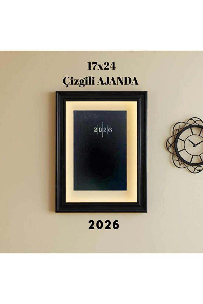 2026 Ajanda 17X24 Çizgili Siyah