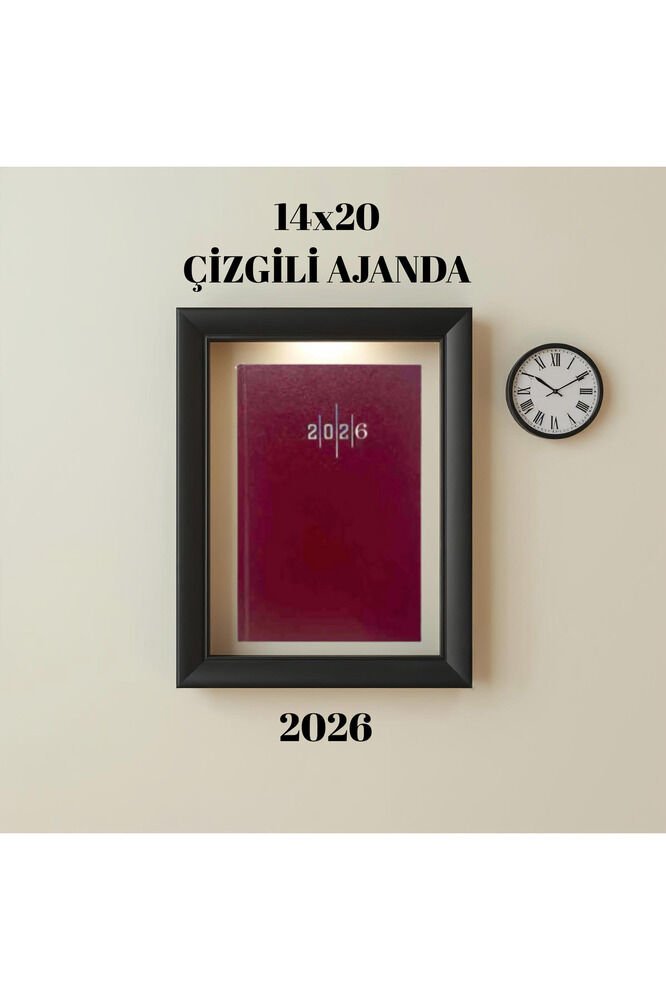 2026 Ajanda 14X20 Çizgili Bordo