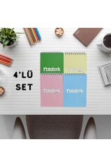 A6 Spiralli Notebook Defter 40 yaprak 4'lü (Tamamı Çizgisiz)