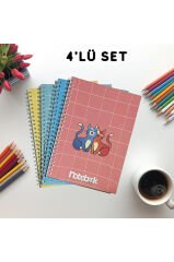 A5 Spiralli Konsept Defter 40 yaprak 4'lü (Tamamı Çizgisiz)
