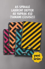 A5 Spiralli Labirent Defter 40 yaprak 4'lü (Tamamı Çizgisiz)