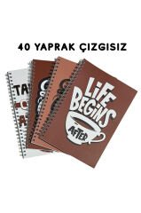 A5 Spiralli Coffee Defter 40 yaprak 4'lü (Tamamı Çizgisiz)