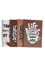 A5 Spiralli Coffee Defter 40 yaprak 4'lü (Tamamı Çizgisiz)