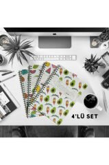 A5 Spiralli Egzotik Defter 40 yaprak 4'lü (Tamamı Çizgisiz)