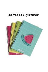 A5 Spiralli Meyve Konsept Defter 40 yaprak 4'lü (Tamamı Çizgisiz)