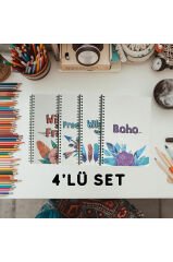 A5 Spiralli Bohem Defter 40 yaprak 4'lü (Tamamı Çizgisiz)
