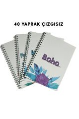 A5 Spiralli Bohem Defter 40 yaprak 4'lü (Tamamı Çizgisiz)