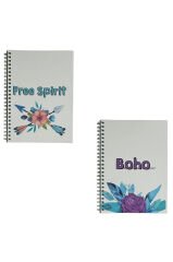 A5 Spiralli Bohem Defter 40 yaprak 4'lü (Tamamı Çizgisiz)