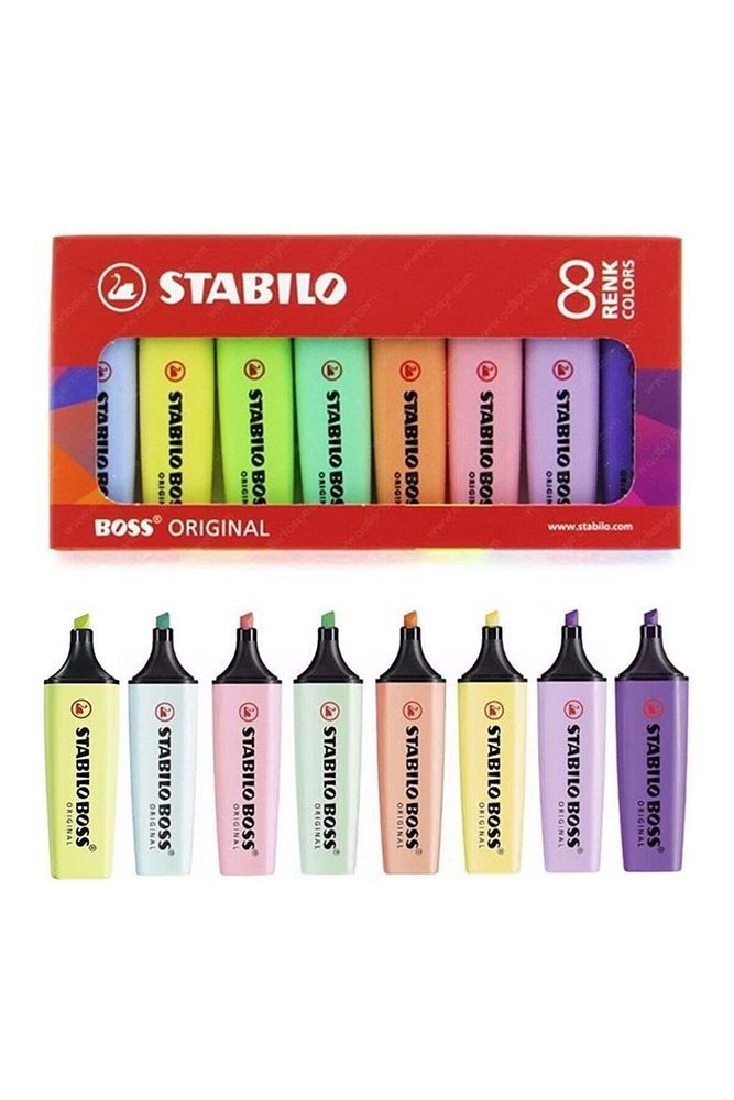 Fosforlu Kalem Boss Original Işaretleme Kalemi 8 Li Paket