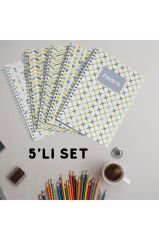 A5 Spiralli Pattern Defter 40 yaprak 5'li (Tamamı Çizgisiz)