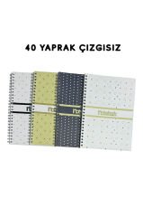 A5 Spiralli Puantiyeli Defter 40 yaprak 4'lü (Tamamı Çizgisiz)