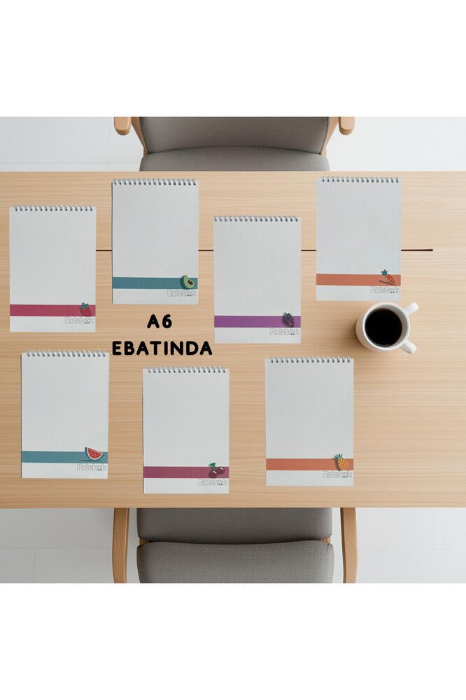 A6 Spiralli Fresh Fruit Konsept Defter 40 yaprak 7'li (Tamamı Çizgisiz)