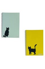 A5 Spiralli Kedi Konsept Defter 40 yaprak 4'lü (Tamamı Çizgisiz)