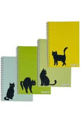 A5 Spiralli Kedi Konsept Defter 40 yaprak 4'lü (Tamamı Çizgisiz)