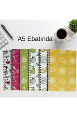 A5 Spiralli Meyve Konsept Defter 40 yaprak 6'lı (Tamamı Çizgisiz)