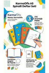 A5 Spiralli Shapes Defter 40 yaprak 3'lü (Tamamı Çizgisiz)