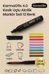 4.0 Kesik Uçlu Akrilik Markör Seti 12 Renk