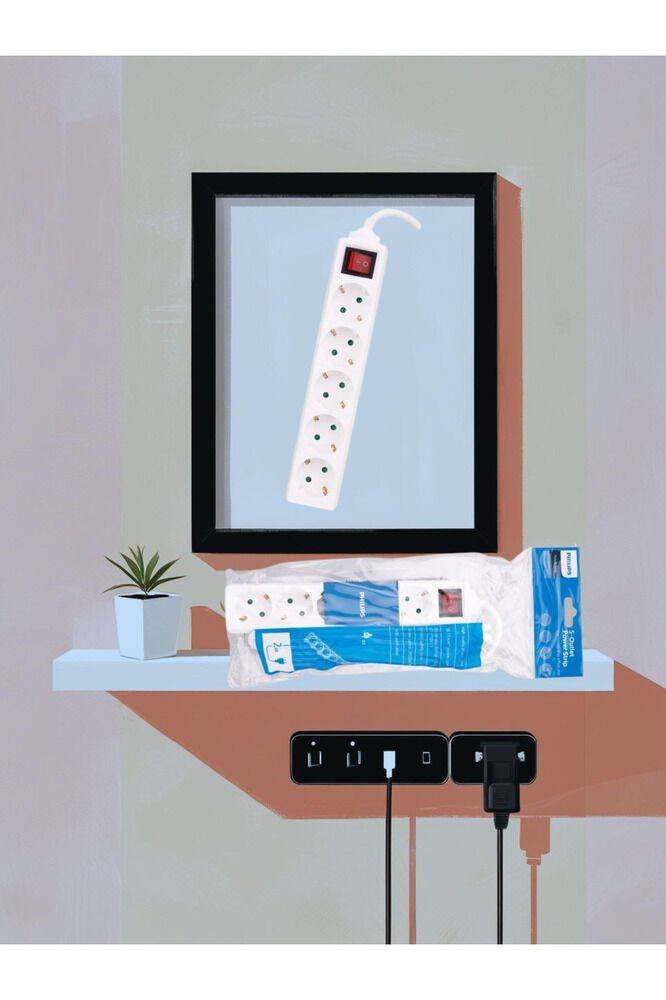 SPS1050A/51 2m Tam Bakır Kablolu 5'li Çocuk Korumalı Beyaz Priz Çoklayıcı
