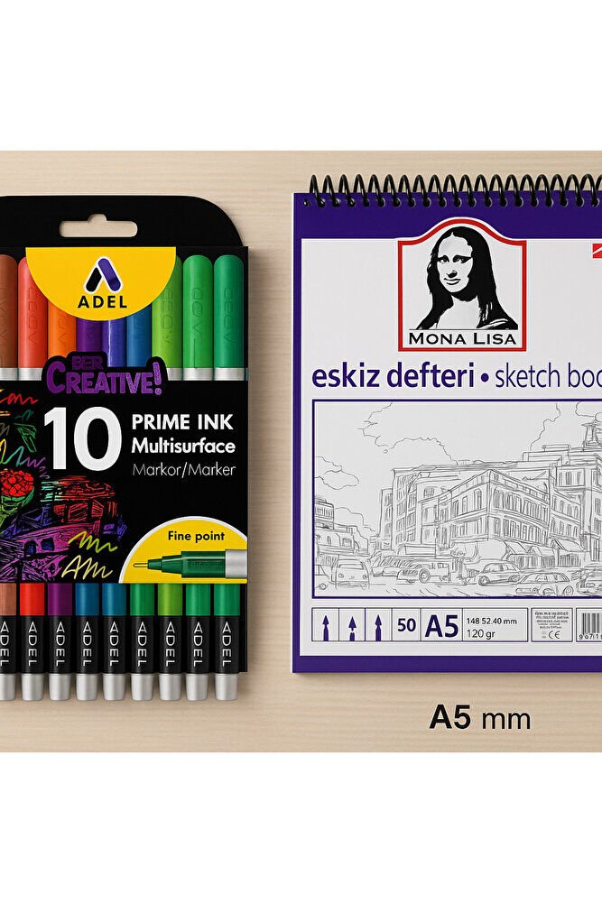 A5 Eskiz Defteri + Fineliner 10 lu İnce Uçlu Set