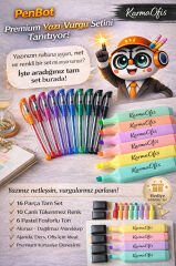10 Renk Tükenmez Kalem+6 Pastel Fosforlu Kalem | Akmaz Dağılmaz | Ajanda, Ders & Ofis İçin 16’lı Set