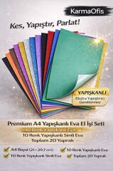 A4 Yapışkanlı Eva Seti–10 Renk Yapışkanlı Eva+10 Renk Yapışkanlı Simli Eva