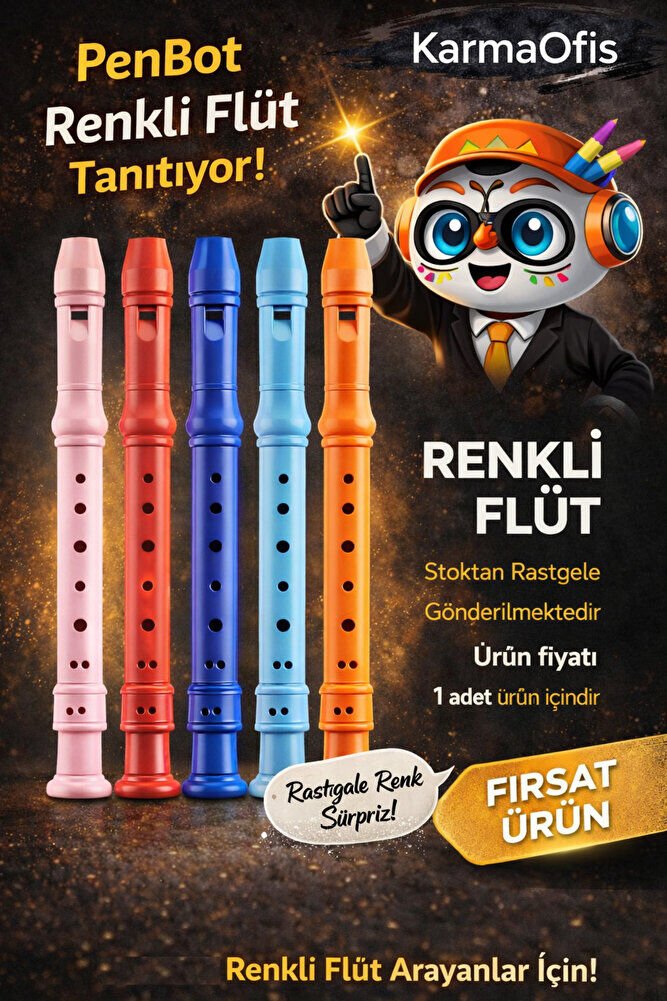 Renkli Flüt – Stoktan Rastgele Gönderim – Dayanıklı Plastik Çocuk Okul Flütü (1 Adet)