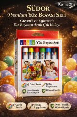 6 Renk Yüz Boyası Seti – Non Toksik, Kolay Uygulanan Çocuk ve Parti Makyaj Boyası
