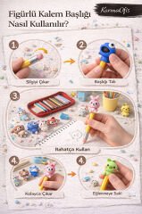 Premium Figürlü Kurşun Kalem Başlığı 5’li Set – Renkli, Eğlenceli & Rastgele Figürlü
