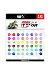Art-X Akrilik Marker Çift Tarafli Profesyonel Kalem Seti 48 Renk 18053