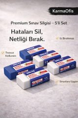 Premium Sınav Silgisi 5’li Set – Tozsuz, İz Bırakmayan, CE Belgeli