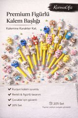 Premium Figürlü Kurşun Kalem Başlığı 5’li Set – Renkli, Eğlenceli & Rastgele Figürlü Çok Renkli - Tek Ebat