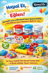 13 Parça Merdaneli Oyun Hamuru Kalıbı+4’lü 600gr Oyun Hamuru (3+Yaş)